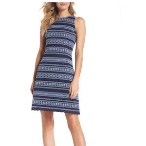 Eliza J stripe racerback lace dress - blue/navy